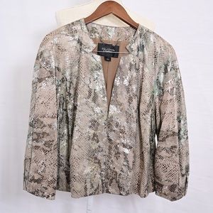 St. John Scale Print Shiny Lamb Suede Jacket